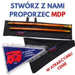 Proporzec MDP 🚩 bukowy drzewiec z głowicą + pokrowce