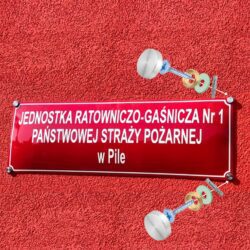 Tablica emaliowana informacyjna + chromowane zaślepki + kołki