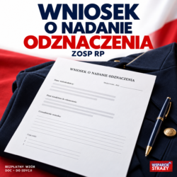 Wniosek o nadanie odznaczenia ZOSP RP na tle munduru – bezpłatny wzór DOC