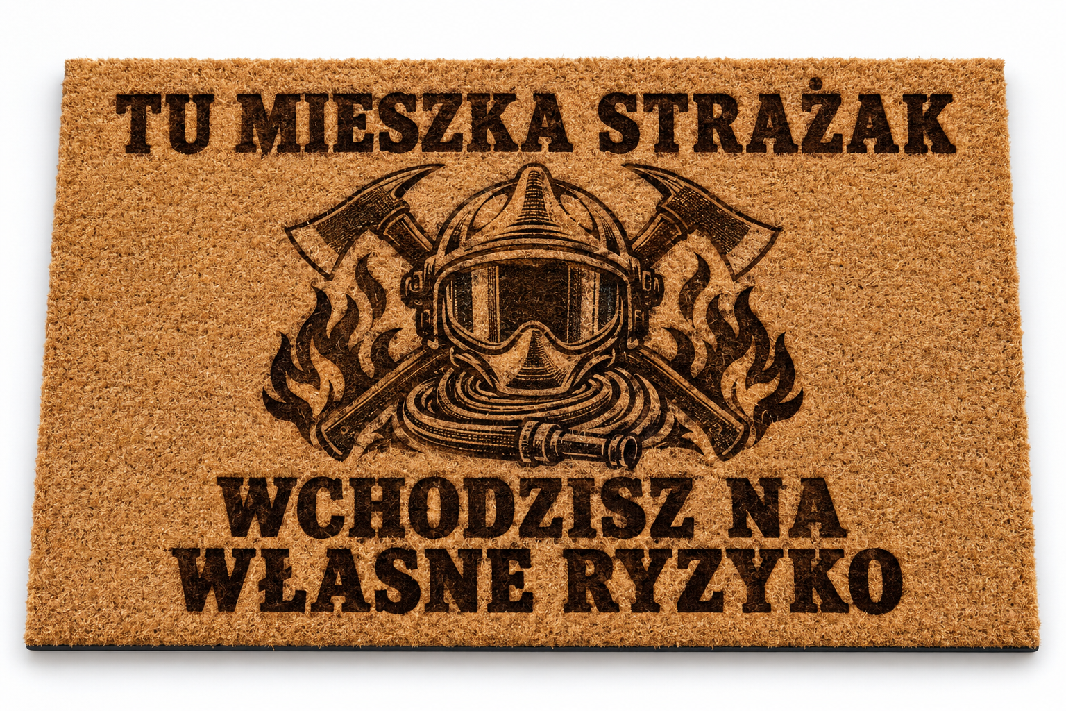 Wycieraczka Tu mieszka strażak – wizualizacja