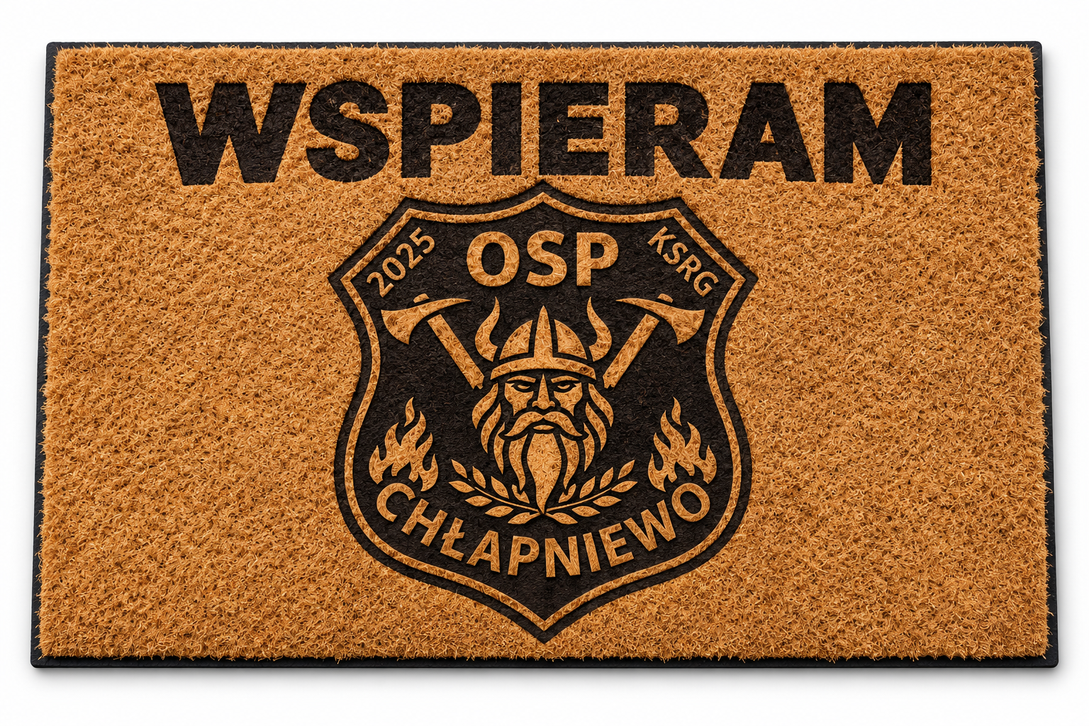 Wycieraczka Wspieram – herb OSP Chłapniewo – wizualizacja