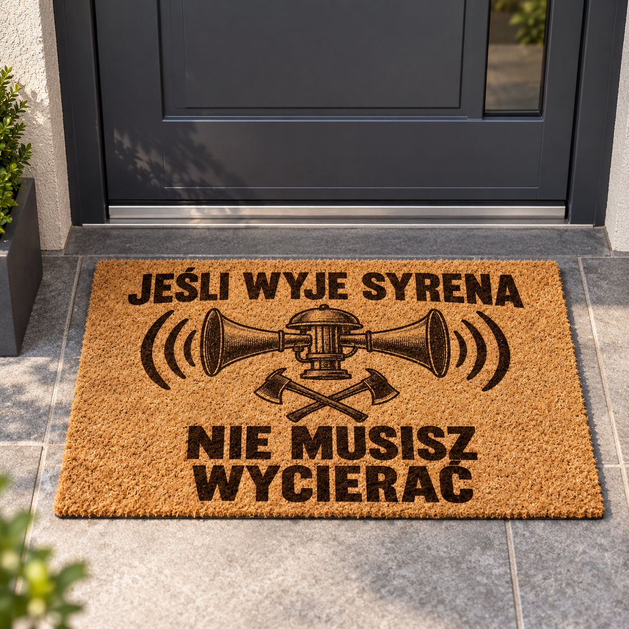 Wycieraczka strażacka przed drzwiami – wizualizacja